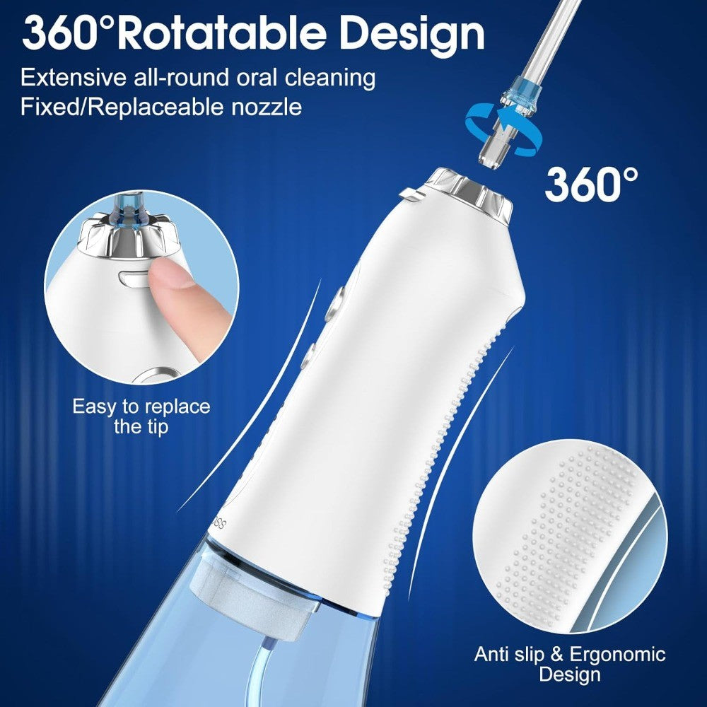 Portable Water Flosser Dental Water Jet with 5 Modes & 6 Tips - Oral Care