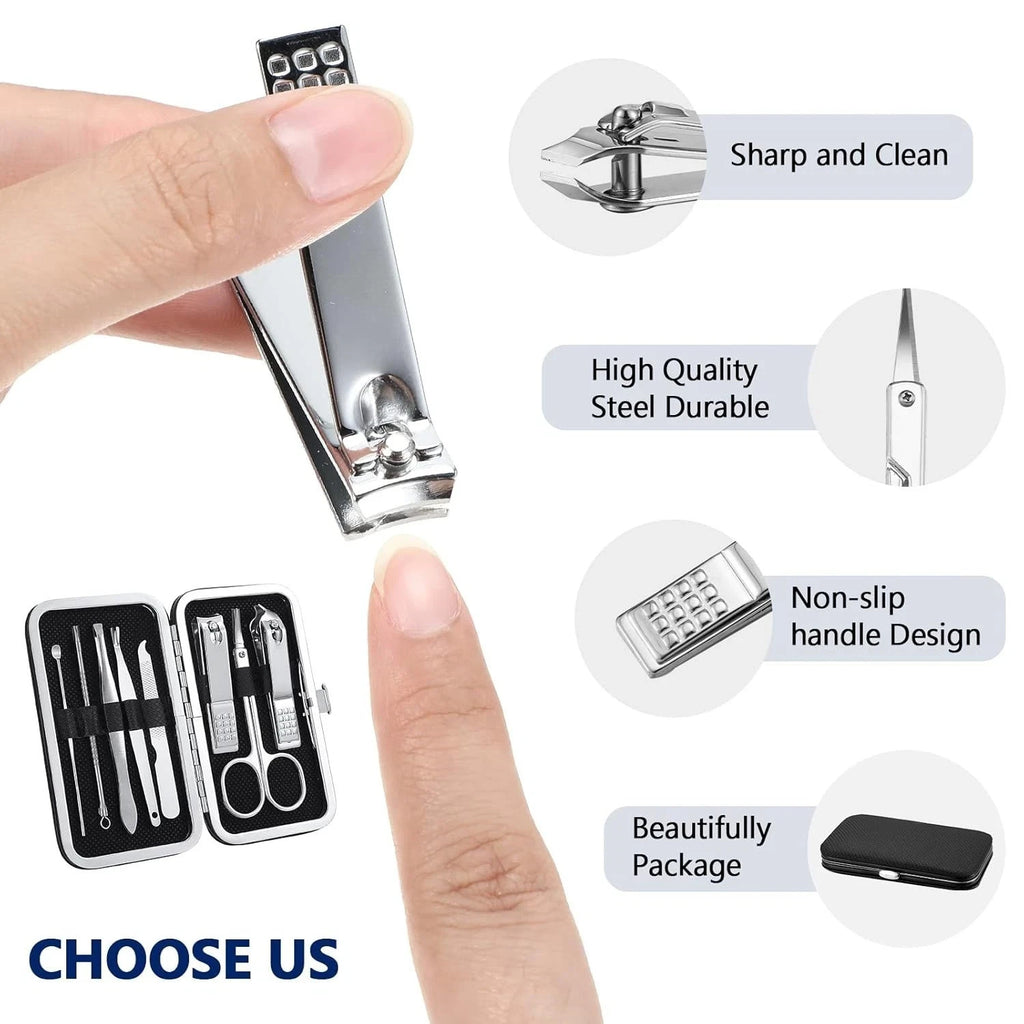 8-Piece Nail Clipper Set Manicure Pedicure Kit for Women & Men - Stainless Steel