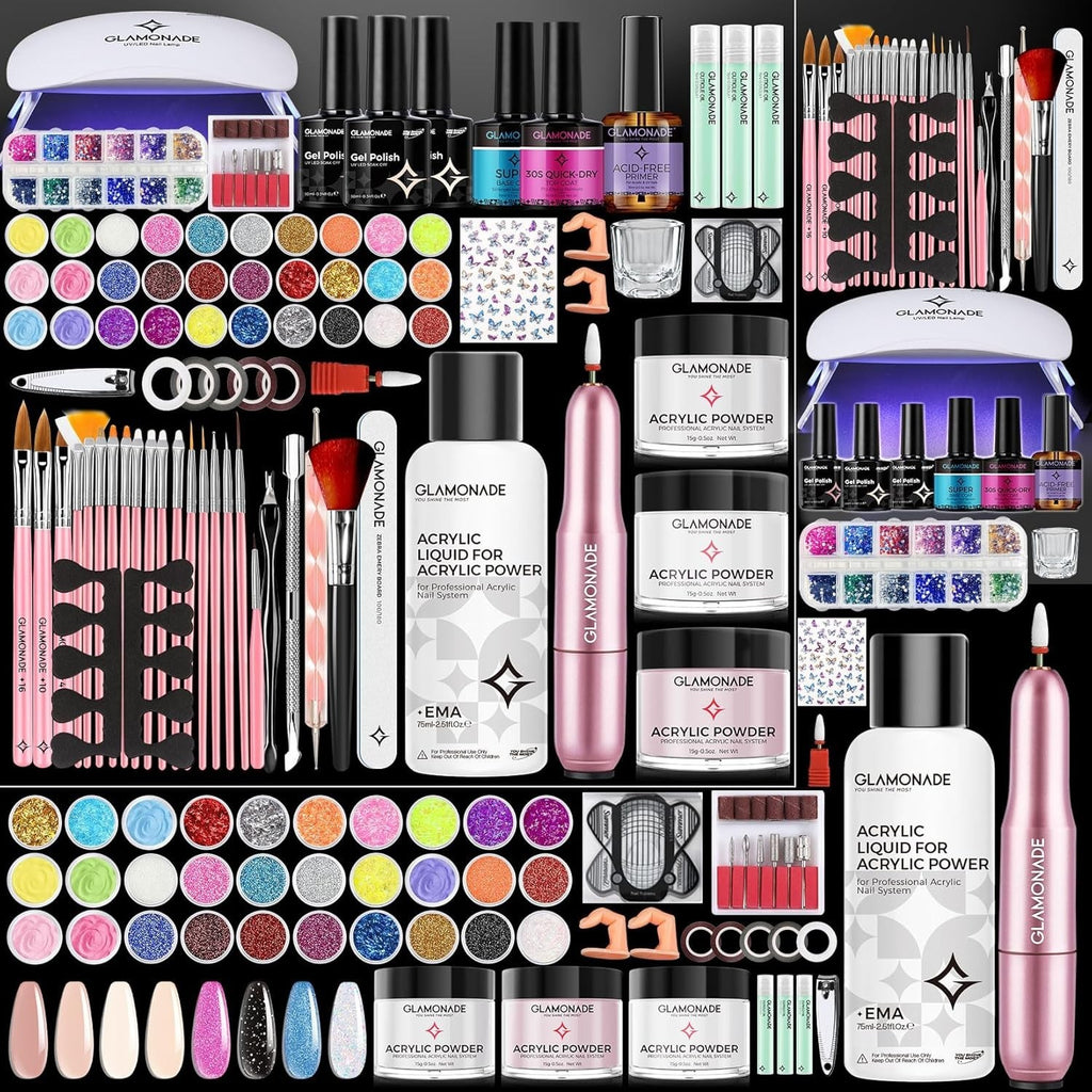 Professional Acrylic Nail Kit with Gel Polishes and Tools - Beginners & Salon Use