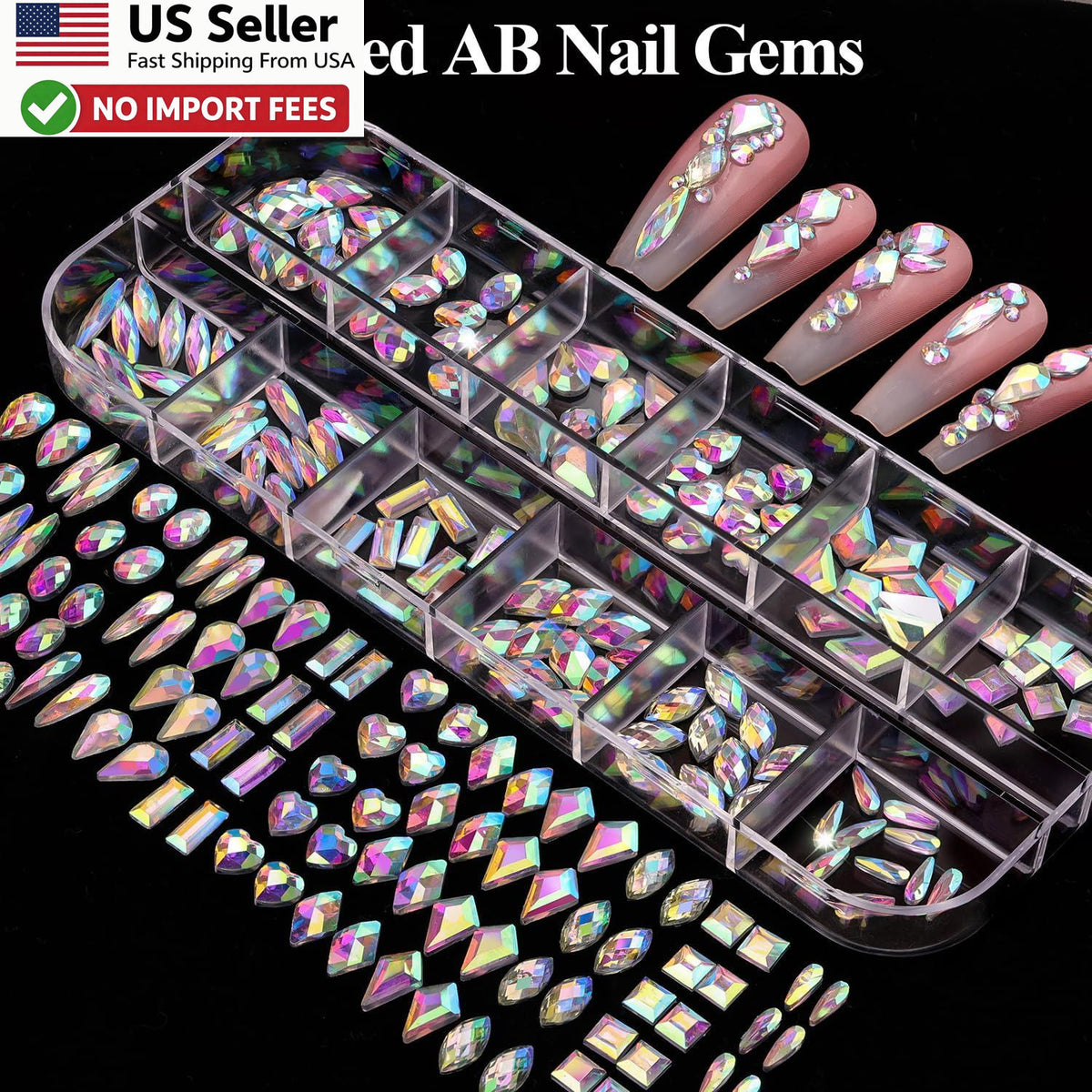 Nail Charms and Gems Kit with Pearls Flowers & Bows - 8 Boxes for Manicure