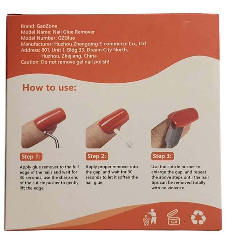 Nail Glue Remover Damage-Free 2-Pack - Gentle Nail Polish & Glue Remover