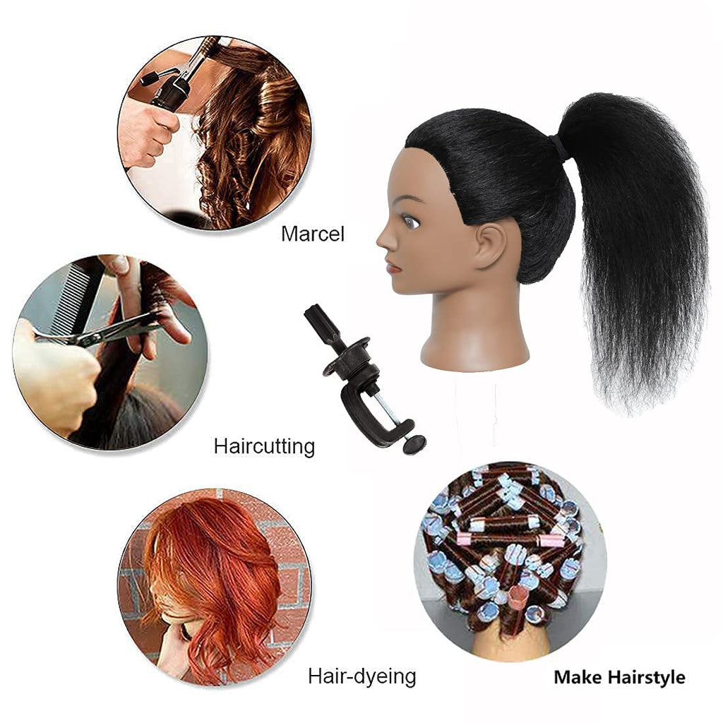 14 Inch Real Human Hair Mannequin Head for Hairdressing Training & Styling