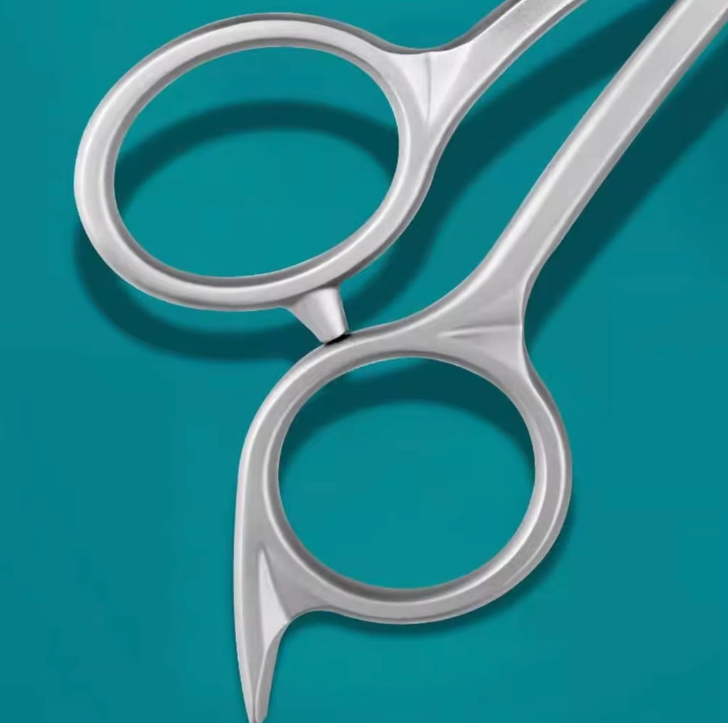 Precision Stainless Steel Eyebrow Trimmer Scissors with Comb - Grooming Tool