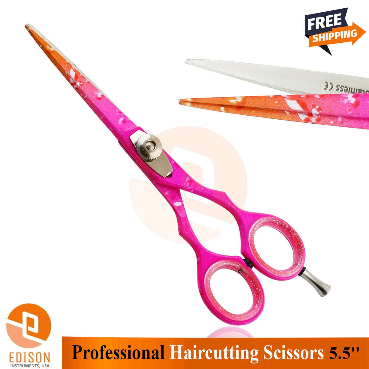 Professional Pink Hair Cutting Scissors 5.5 Inch Stainless Steel Barber Shears