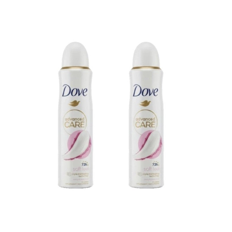 Dove Soft Feel 72HR Antiperspirant Deodorant Spray 150ml 2 Pack