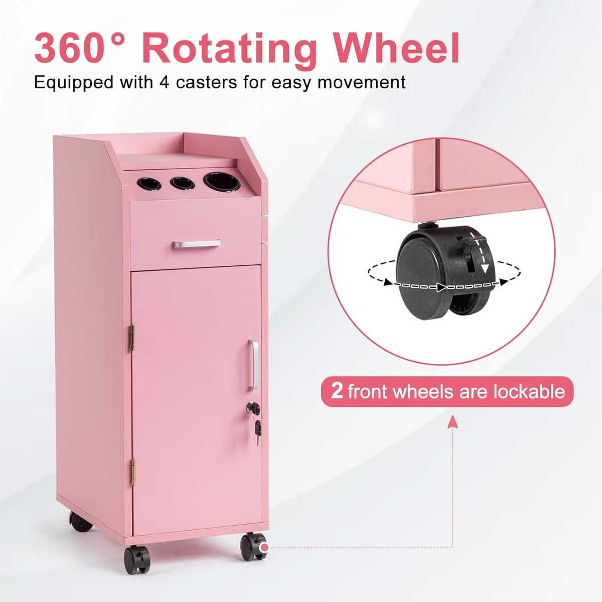Salon Trolley Cart with 4 Drawers and Mobile Hair Stylist Station