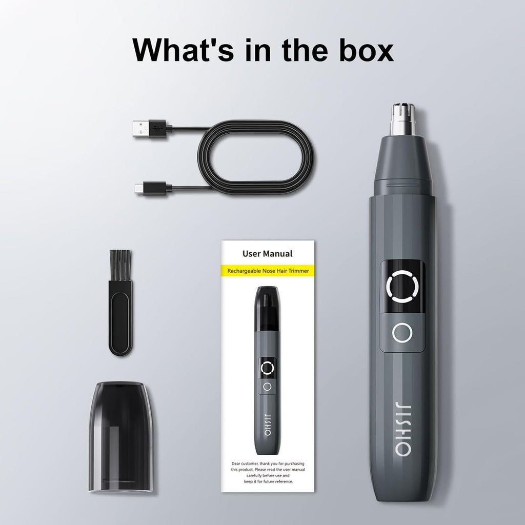 Wireless Waterproof Ear and Nose Hair Trimmer with LED Display and USB Charging