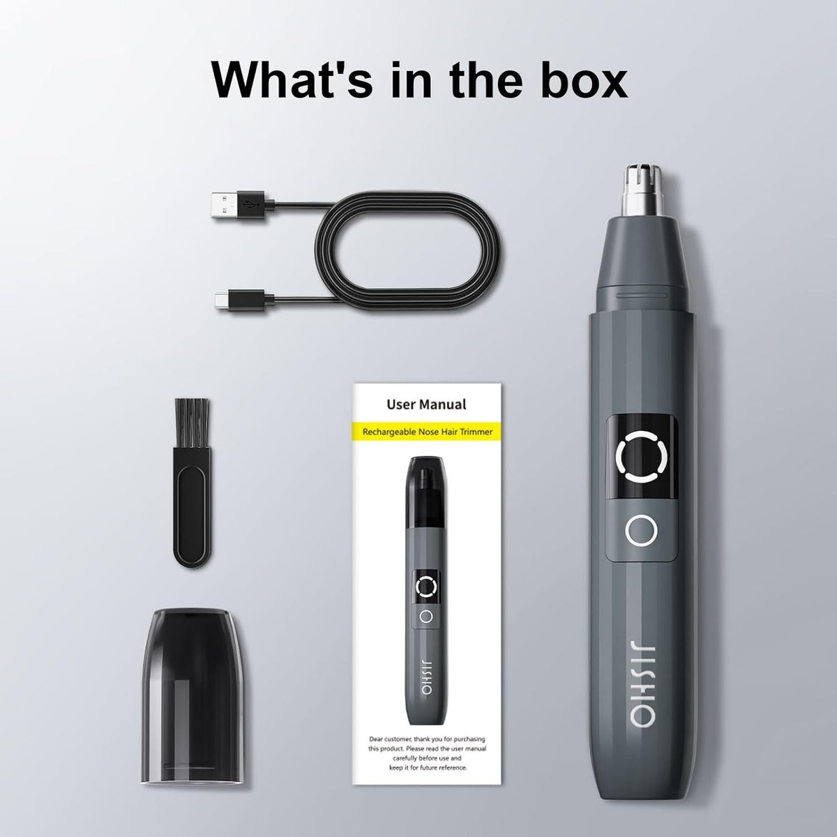 Wireless Waterproof Ear and Nose Hair Trimmer with LED Display and USB Charging
