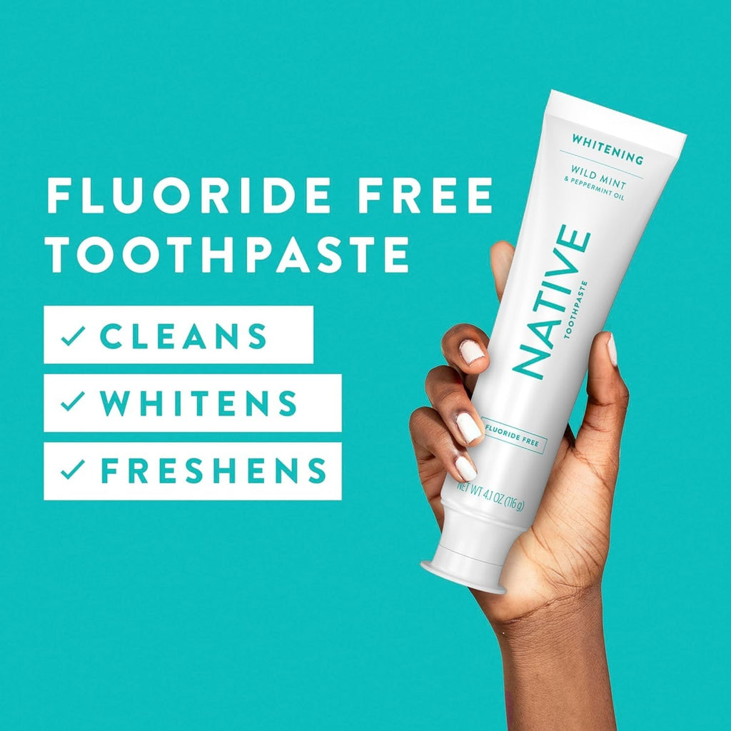 Fluoride-Free Whitening Toothpaste for Adults & Kids 2+ - Wild Mint 3-Pack