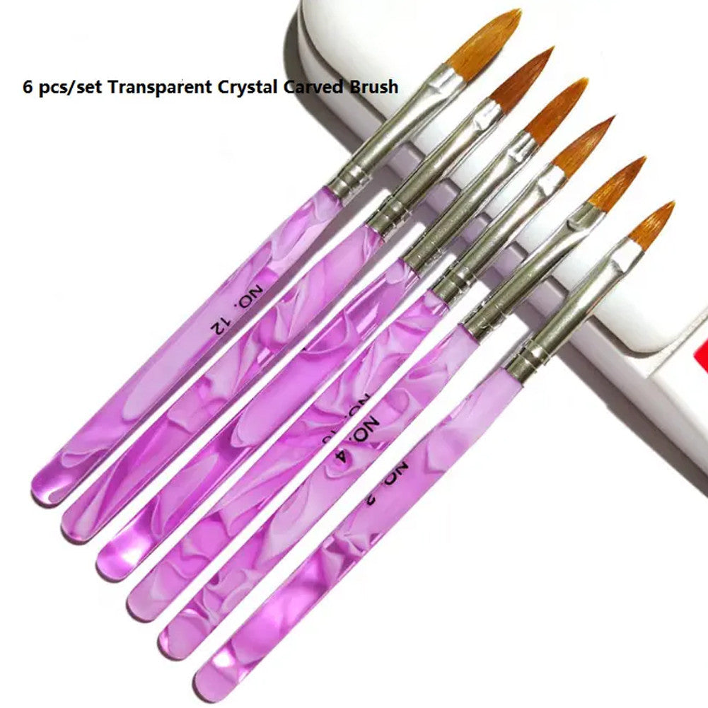 Acrylic Nail Brush Set 6 Sizes Kolinsky Sable Hair for Nail Art & Gel Application