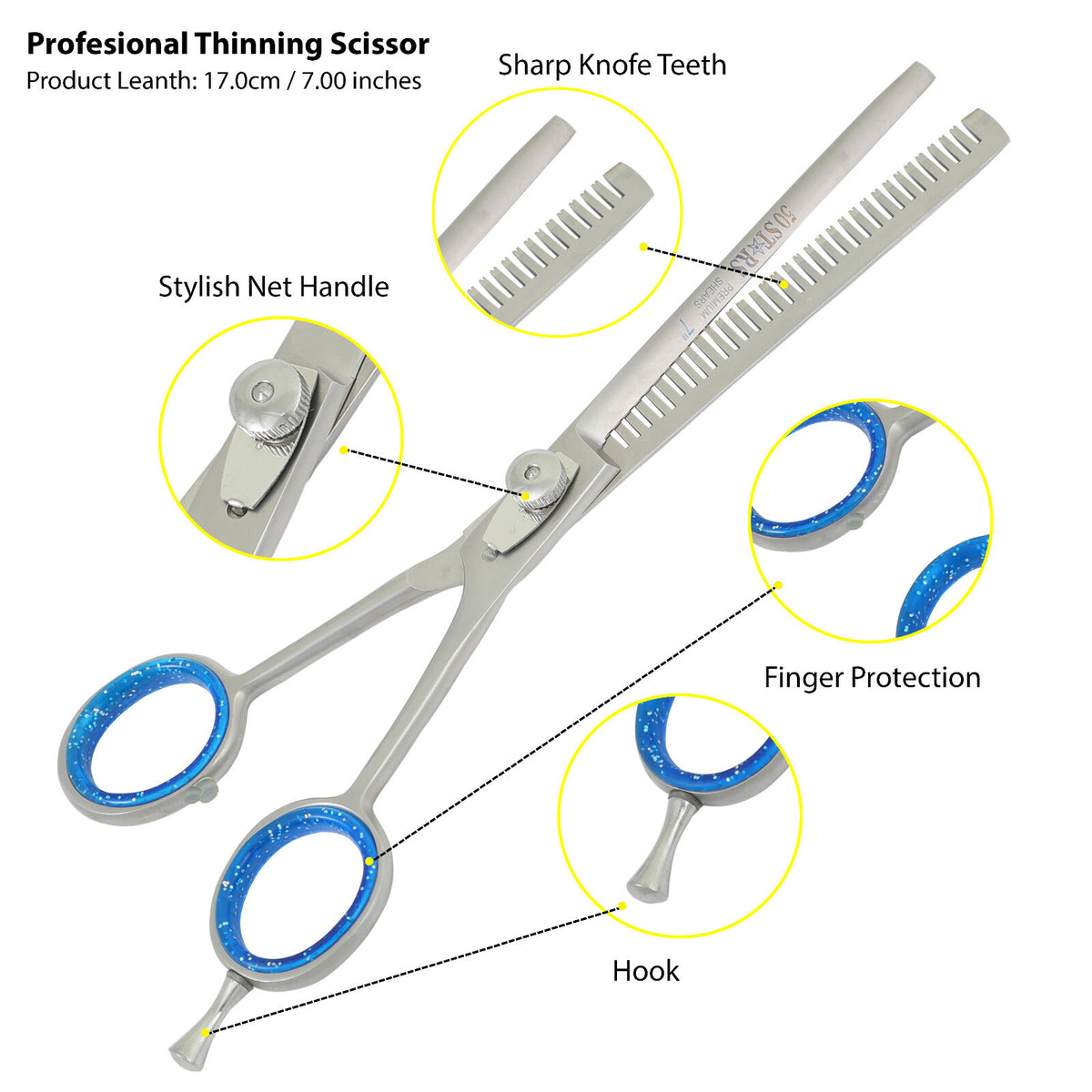 7-Inch Professional Hair Cutting Scissors & Thinning Shears Set for Barbers