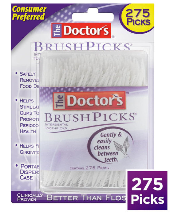 Interdental Toothpicks with Soft Bristles and Rigid Pick - 275 Count