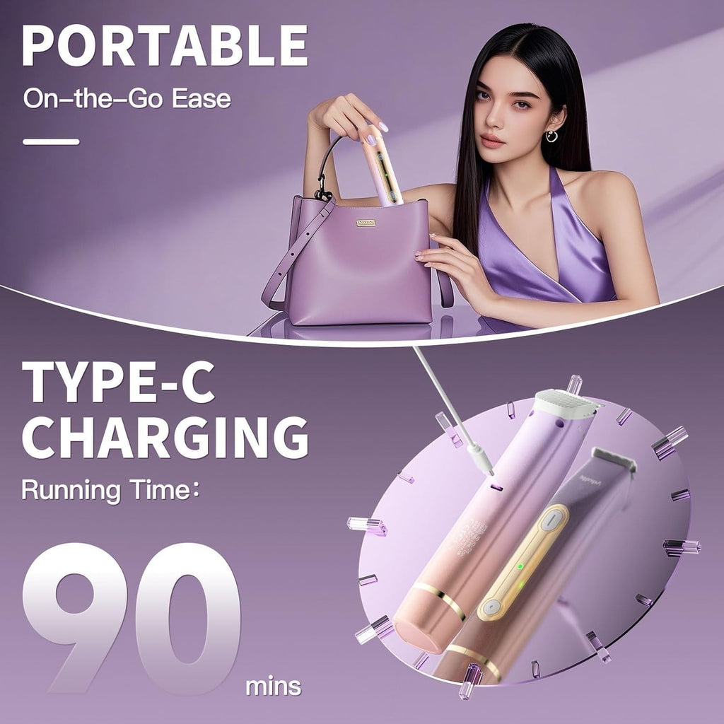 2-in-1 Rechargeable Bikini Shaver for Women Painless Electric Razor