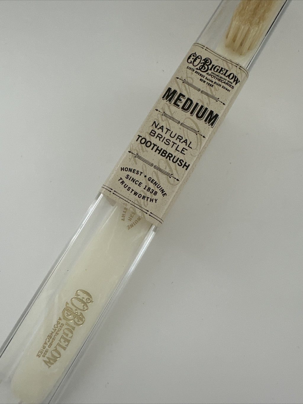 Soft Natural Bristle Toothbrush with Travel Case - Ivory