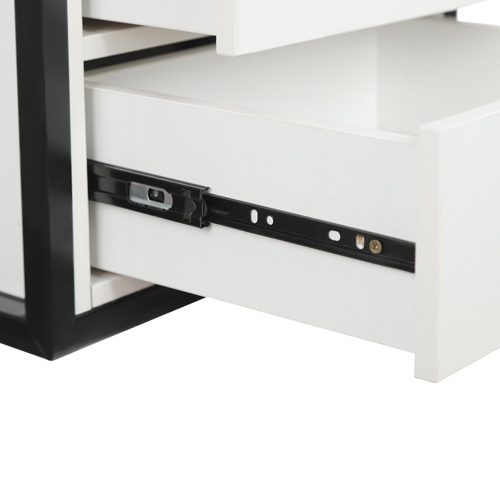 Wall-Mounted Salon Storage Cabinet with 2 Drawers - Black & White