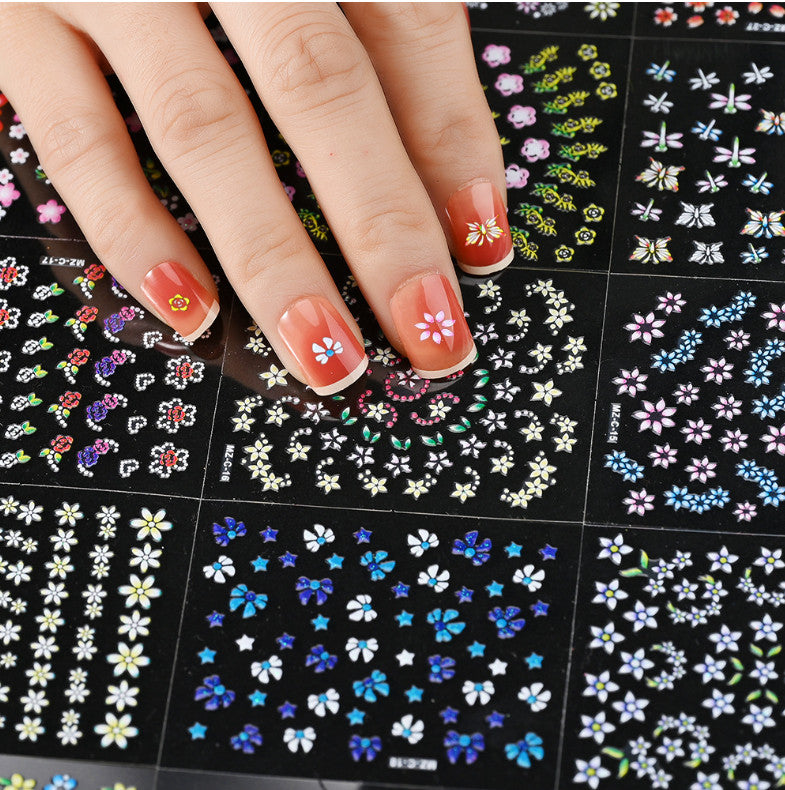 10 Sheets Nail Art Stickers Decal Daisy Flower Lace Butterfly for Manicure
