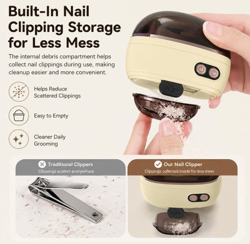 2-in-1 Rechargeable Electric Nail Clipper & Polisher with LED Light, Portable