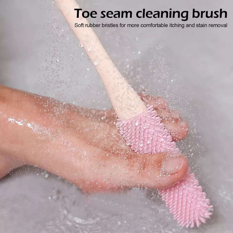 Toe Gap Cleaning Brush Set Long Handle Silicone Soft Rubber Deep Cleansing