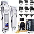 Professional Wireless Hair Clipper Kit for Men with Adjustable Blade and LED Display