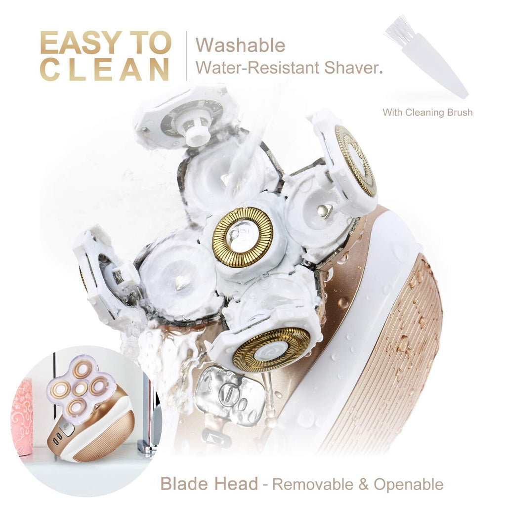 Cordless Waterproof 4D Painless Hair Remover & Epilator with USB Rechargeable Trimmer