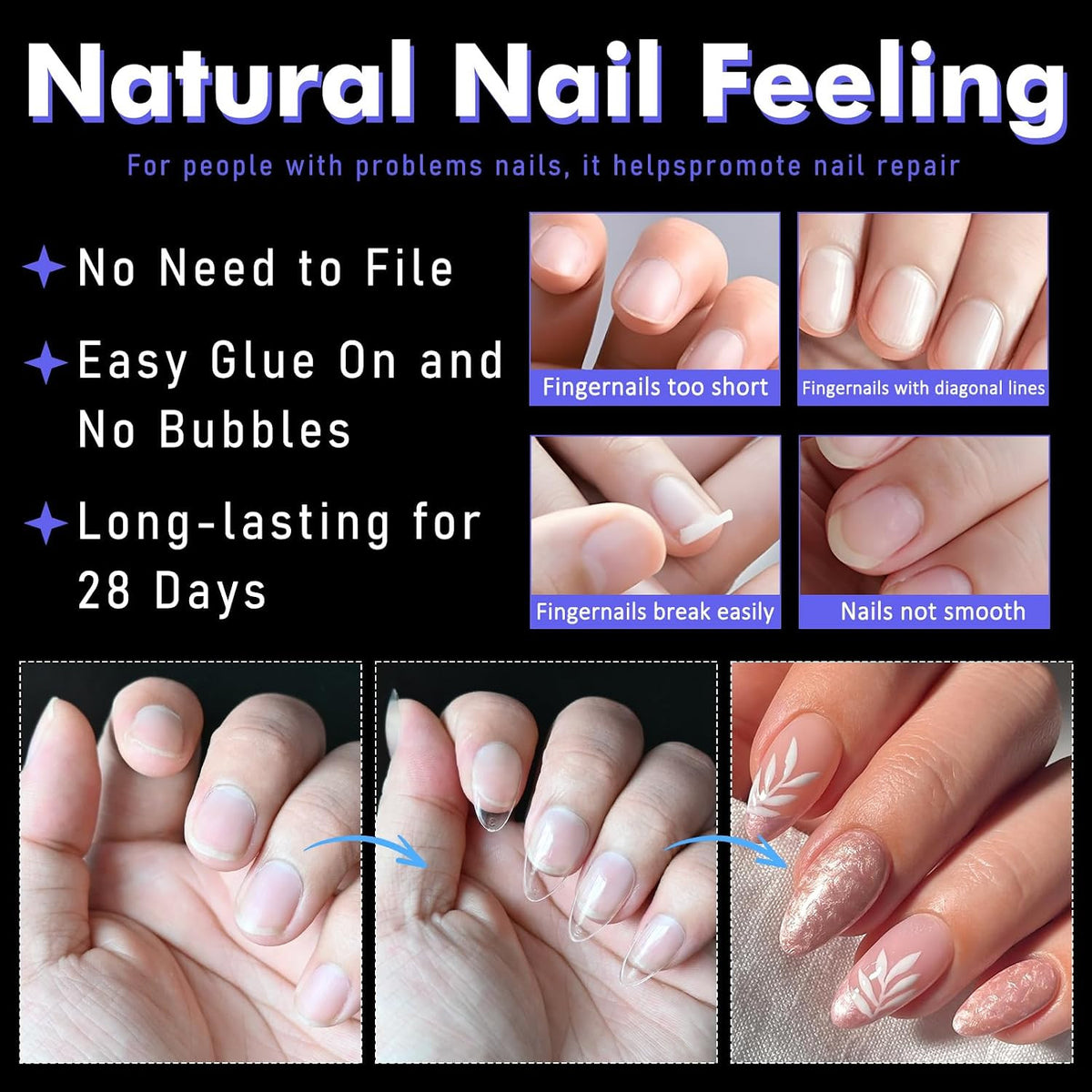 600Pcs Short Coffin Gel Nail Tips - Full Cover False Nails Set, 12 Sizes