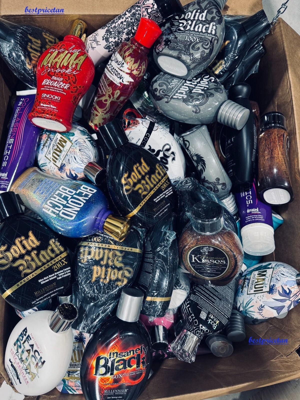 Assorted Indoor Tanning Bed & Post-Tan Lotion Lot - Damaged Bottles