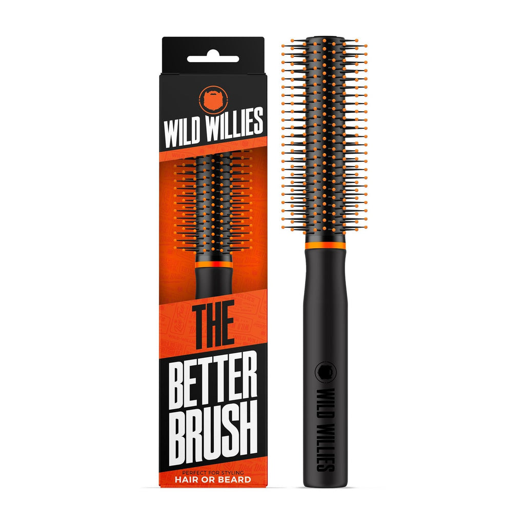 Wild Willies Round Beard Brush with Bristle - Grooming & Taming Tool for Men