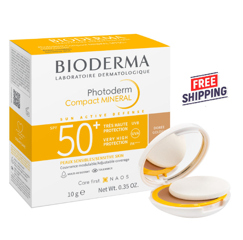 Mineral SPF50+ Compact Sunblock Powder - Golden Color, 10g