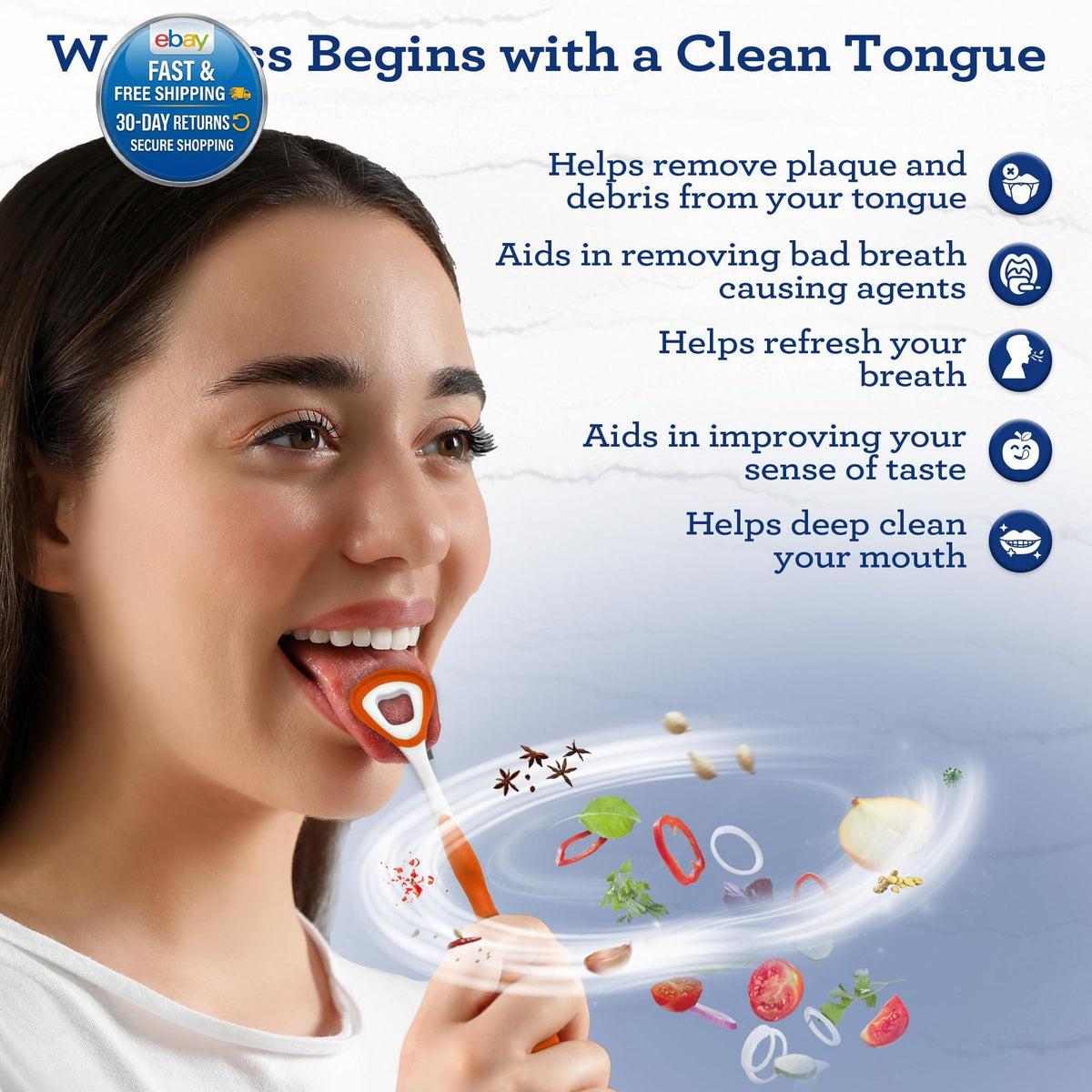 Dual Action Tongue Scraper & Soft Bristle Brush - Fresh Breath Oral Care