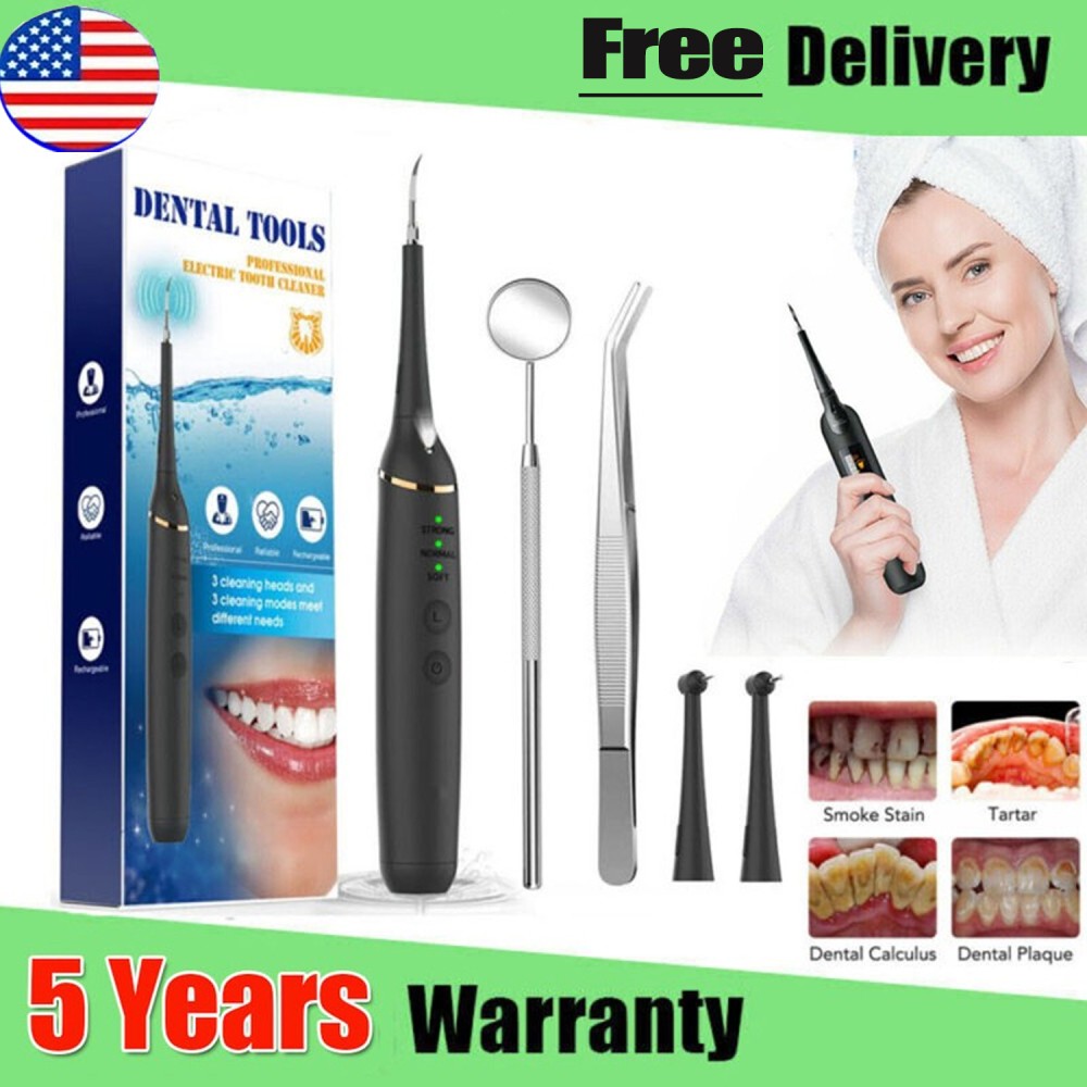 Electric Ultrasonic Tooth Cleaner Dental Tartar Stain Remover Kit