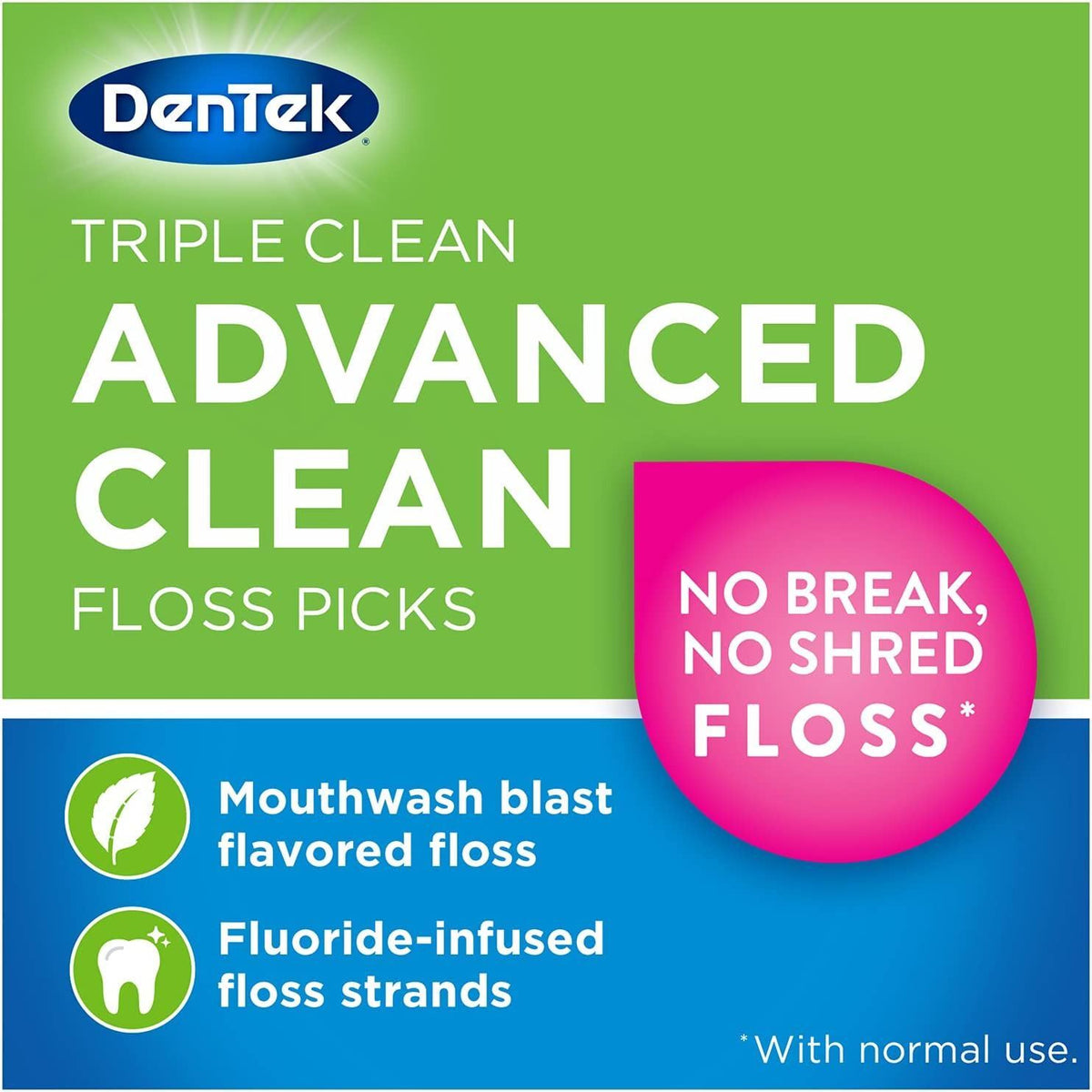 3 Pack Dental Floss Picks No Break Shred Fluoride Mint 150 Count