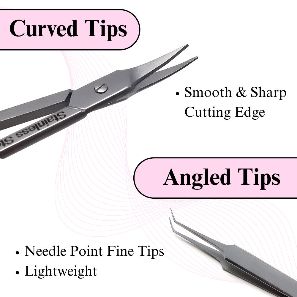 Salon Hair & Eyebrow Grooming Kit with Arrow Scissors & Tweezers