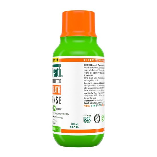 2 Pack Alcohol-Free Mint Mouthwash - Fresh Breath Oral Rinse, 3 oz