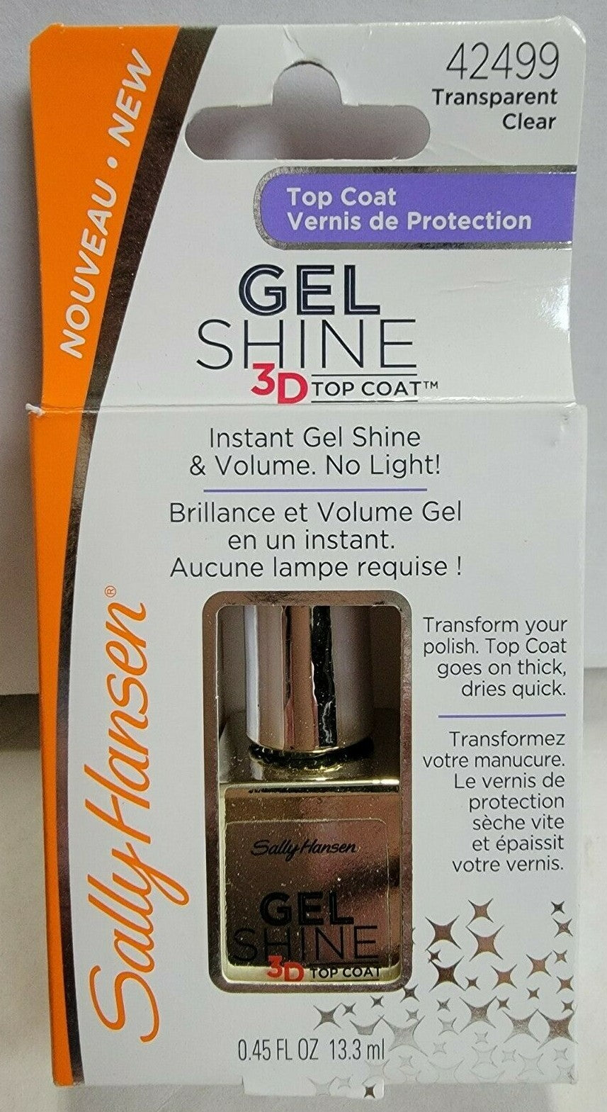 Gel Shine 3D Top Coat - Clear Nail Polish, Fast Dry, 42499