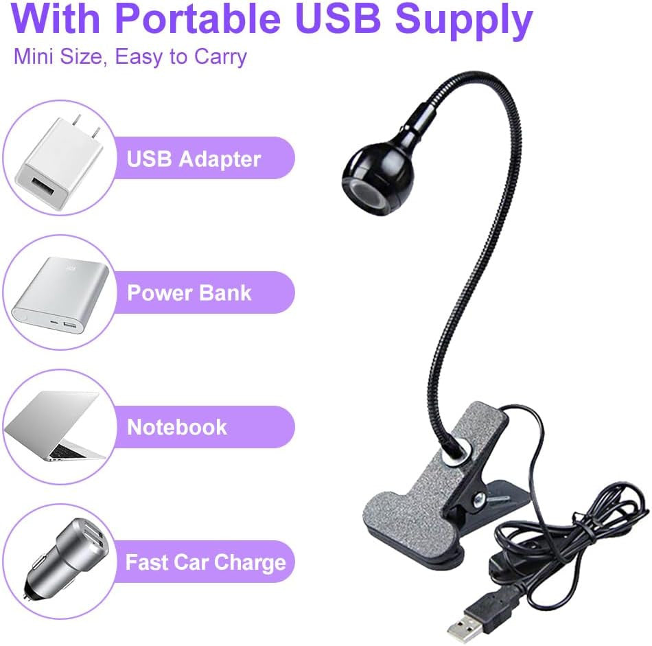 USB 3W UV LED Nail Curing Lamp Portable Flexible Desk Lamp