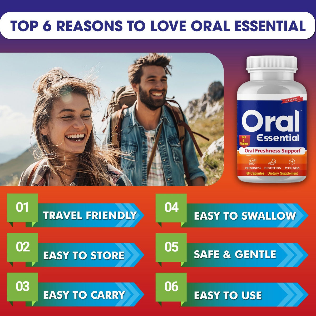 Probiotic Oral Care for Bad Breath - 60 Pills Natural Freshness