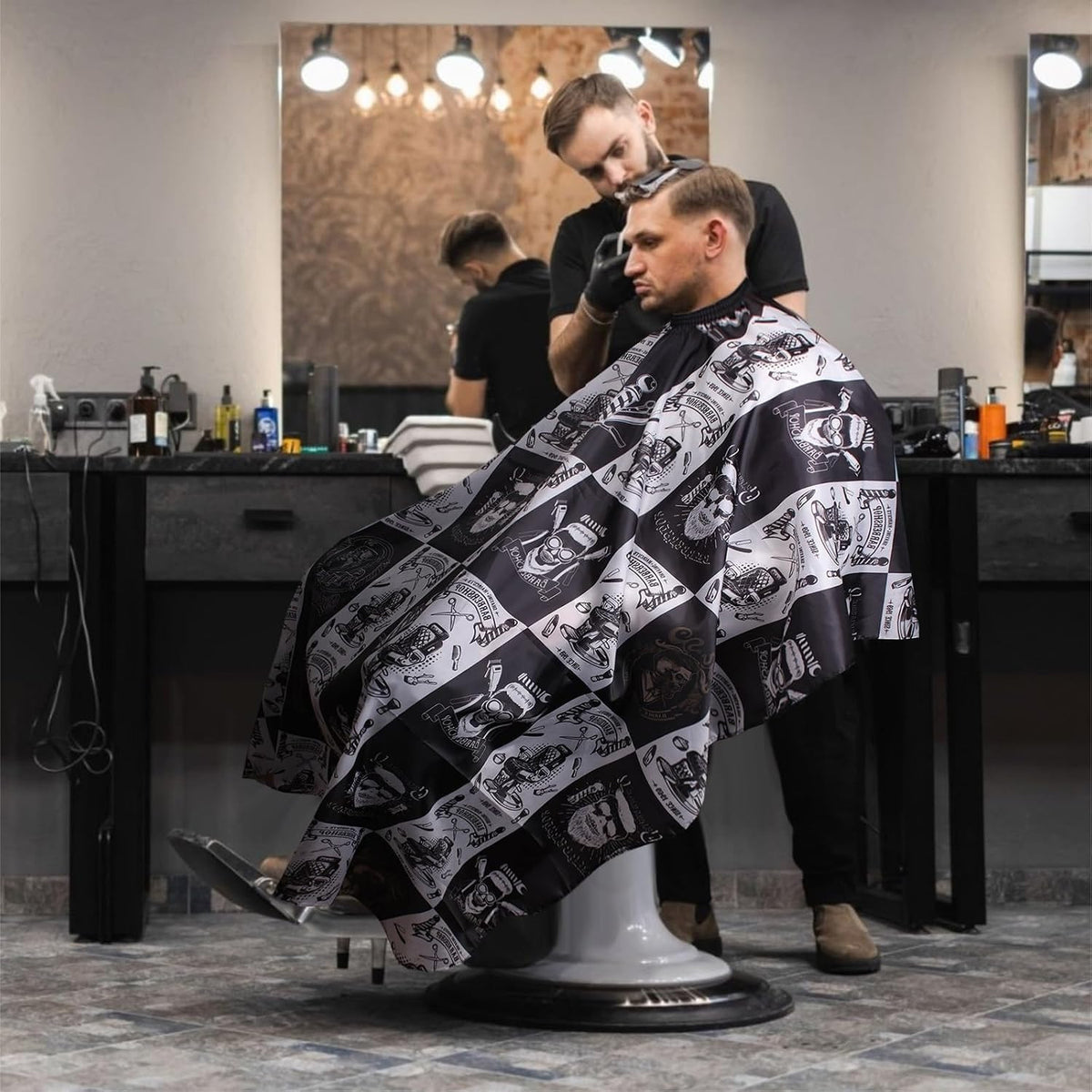 Waterproof Barber Cape with Adjustable Snap Closure 64x56 Inches for Haircut & Styling