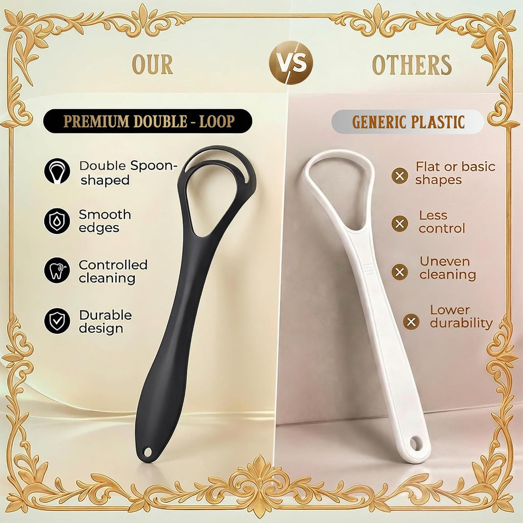 Stainless Steel Tongue Scraper with Cases - 2 Pack, Oral Hygiene Tool