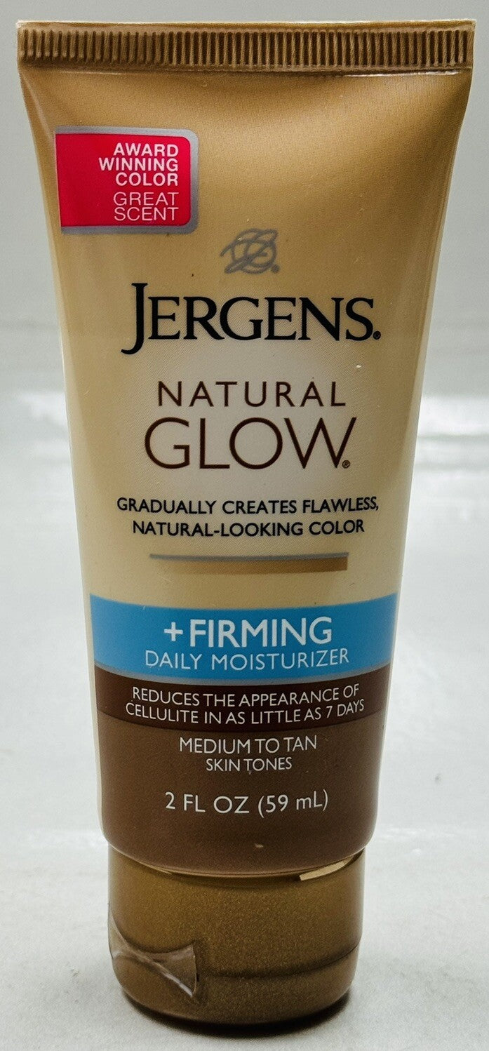Jergens Natural Glow Gradual Tan Medium-Tan Firming Moisturizer 2oz Travel Size