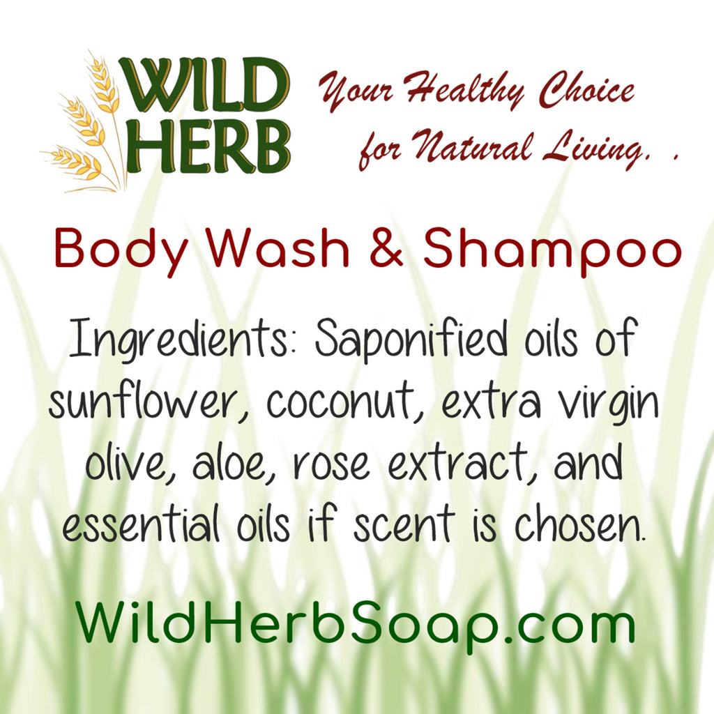 Natural Organic Liquid Body Wash & Shampoo 8 oz - Choose Scent
