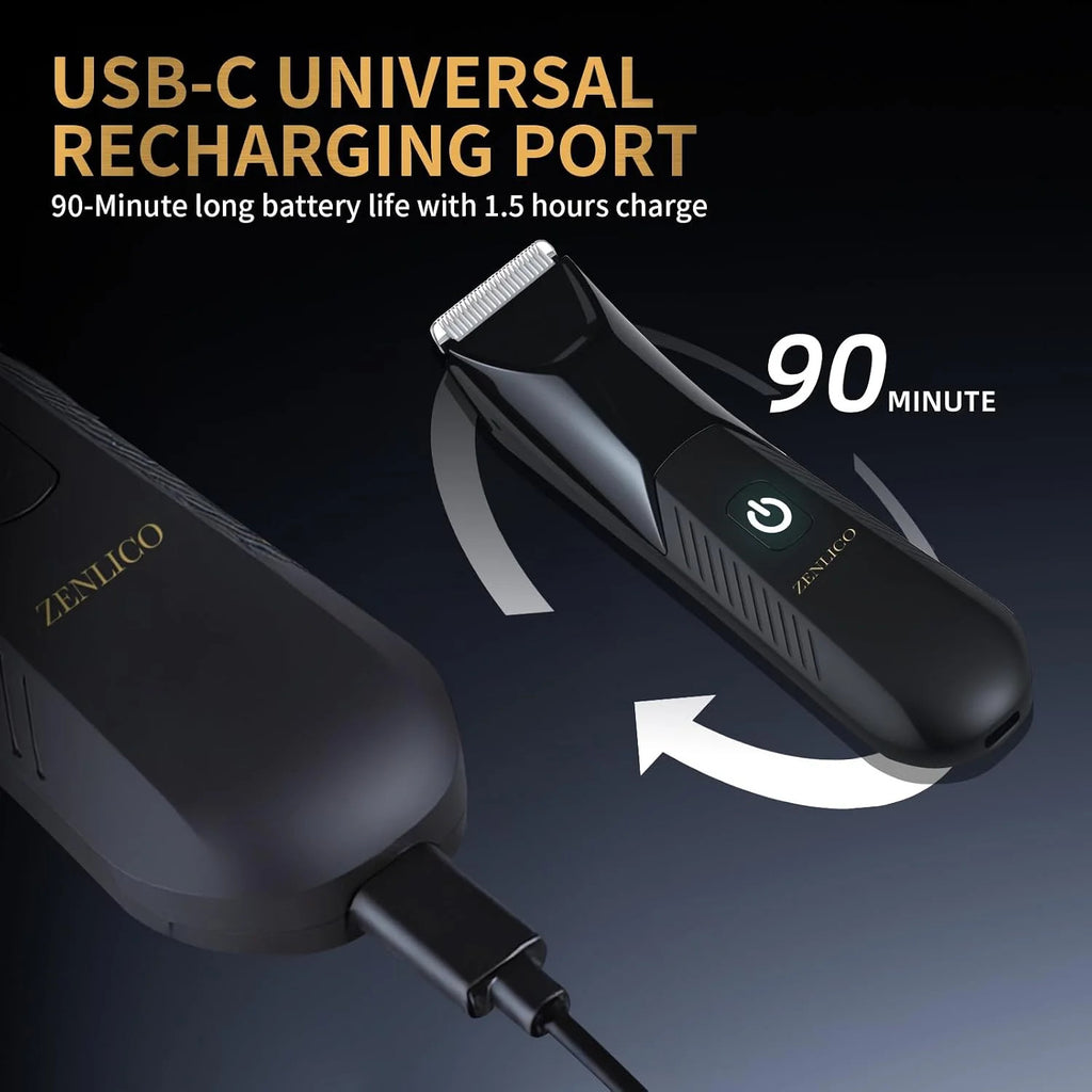 Men's Body Hair Trimmer with Ceramic Blades, Rechargeable Full-Body Grooming