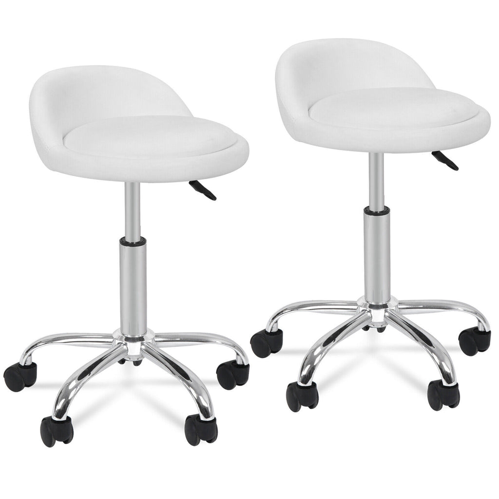 Adjustable PU Leather Salon & Tattoo Stool with Swivel & Casters
