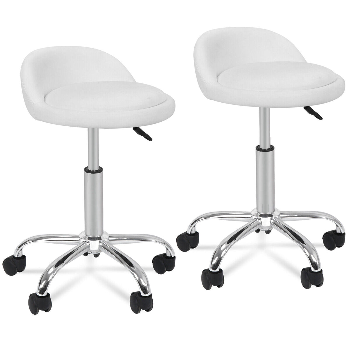 Adjustable PU Leather Salon & Tattoo Stool with Swivel & Casters