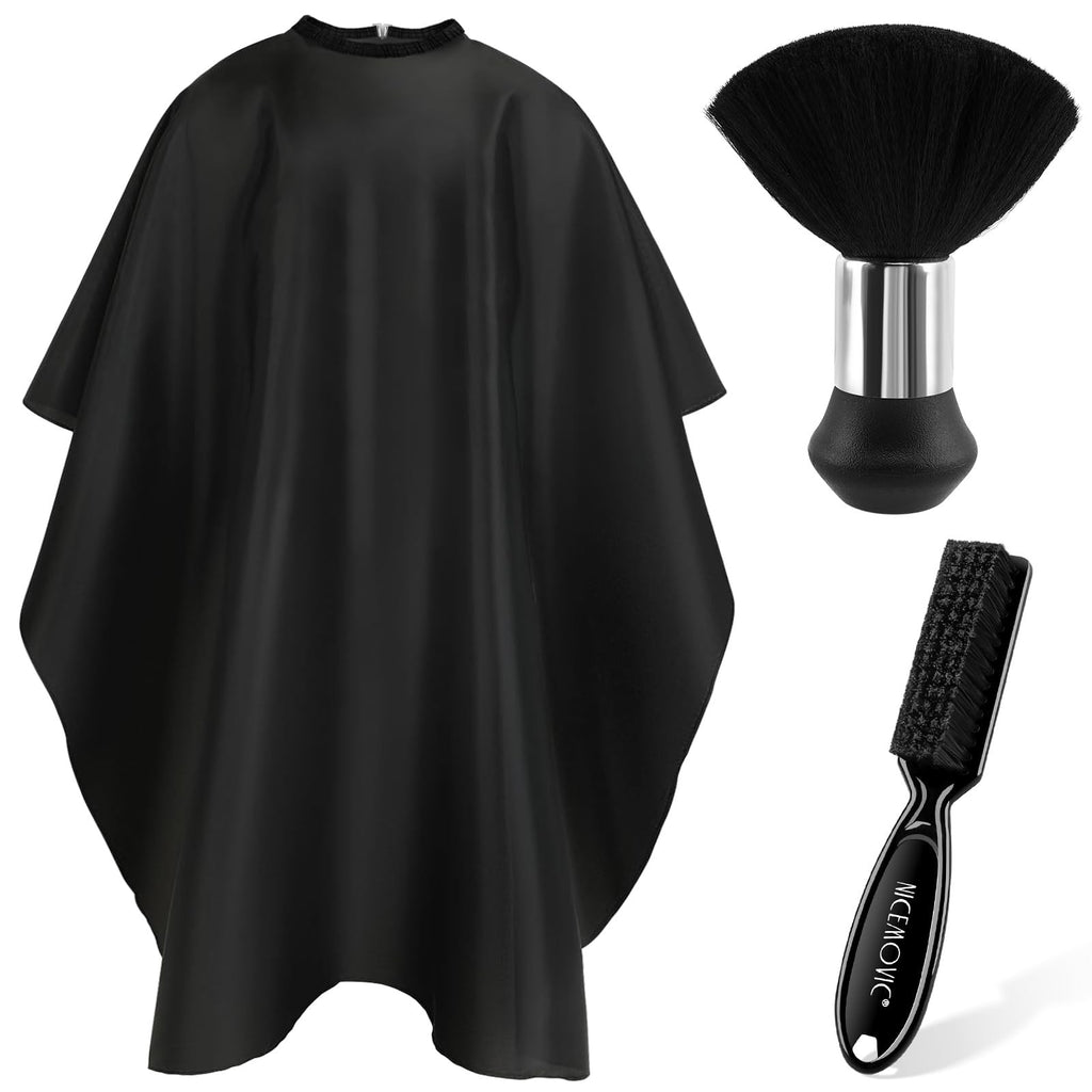 Hair Cutting Cape with Neck Duster Brush - Professional Barber & Salon Accessory
