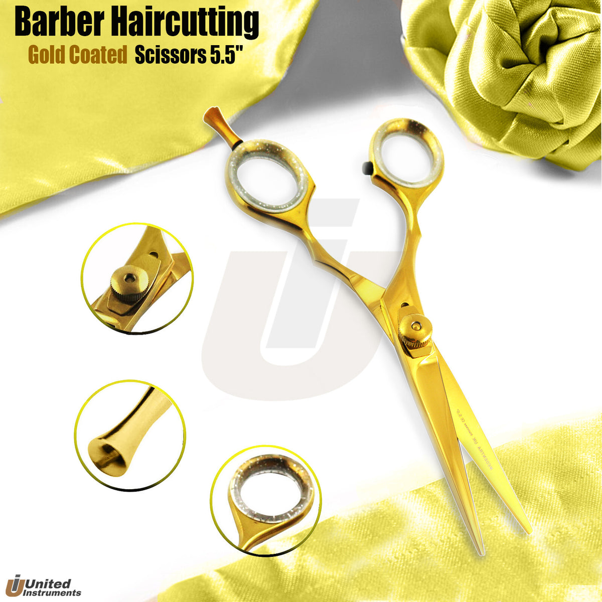 Professional 5.5 Inch Gold Hair Cutting Scissors for Barbers and Stylists