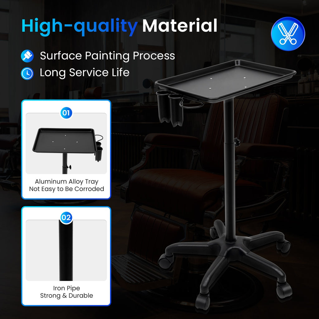 Adjustable Salon Trolley Cart with Removable Service Tray for Hair & Beauty
