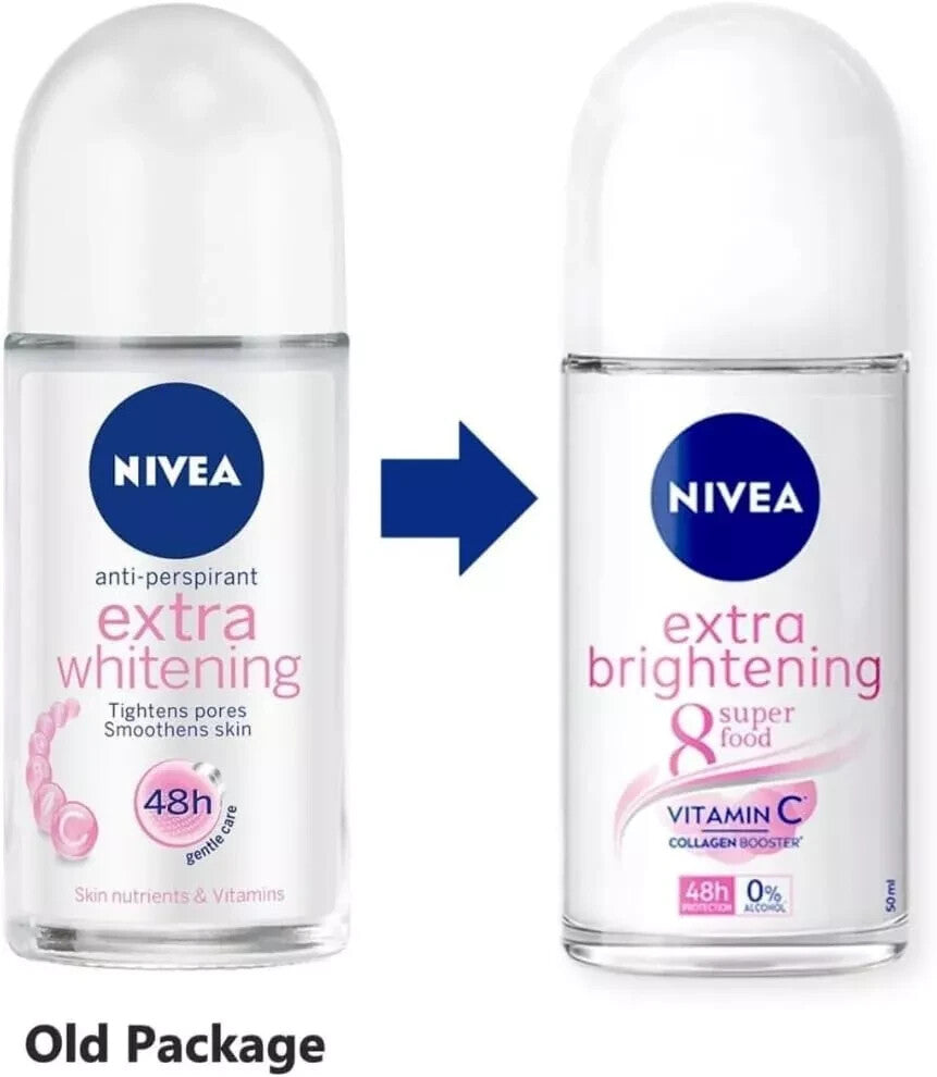 Nivea Extra Whitening Roll-On Deodorant with Vitamin C & Collagen - 3 Pack 50ml