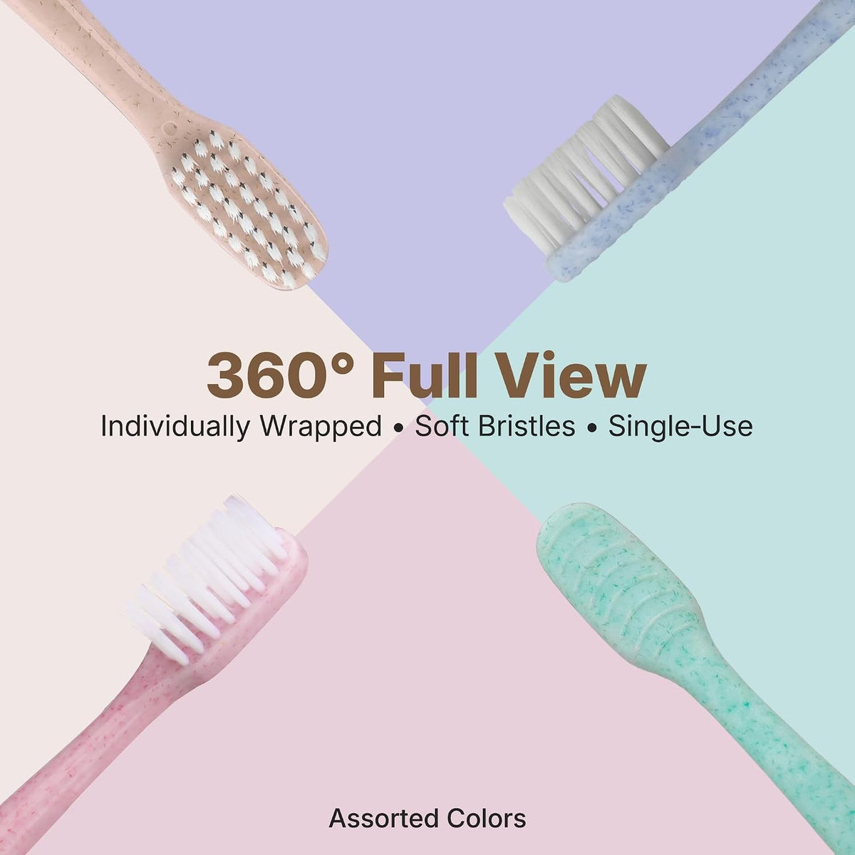 Disposable Hotel & Travel Toothbrush Set with Soft Bristles - 4 Colors, Hygienic Sealed Guest Amenities