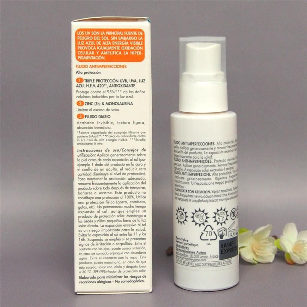 Avene Sun SPF50 Anti-Imperfection Fluid 40ml - High UVA/UVB Protection