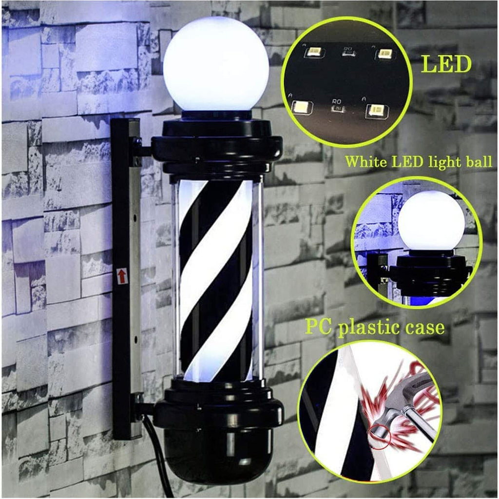 Outdoor Rotating LED Barber Pole Sign for Hair Salon Shop Exterior Light